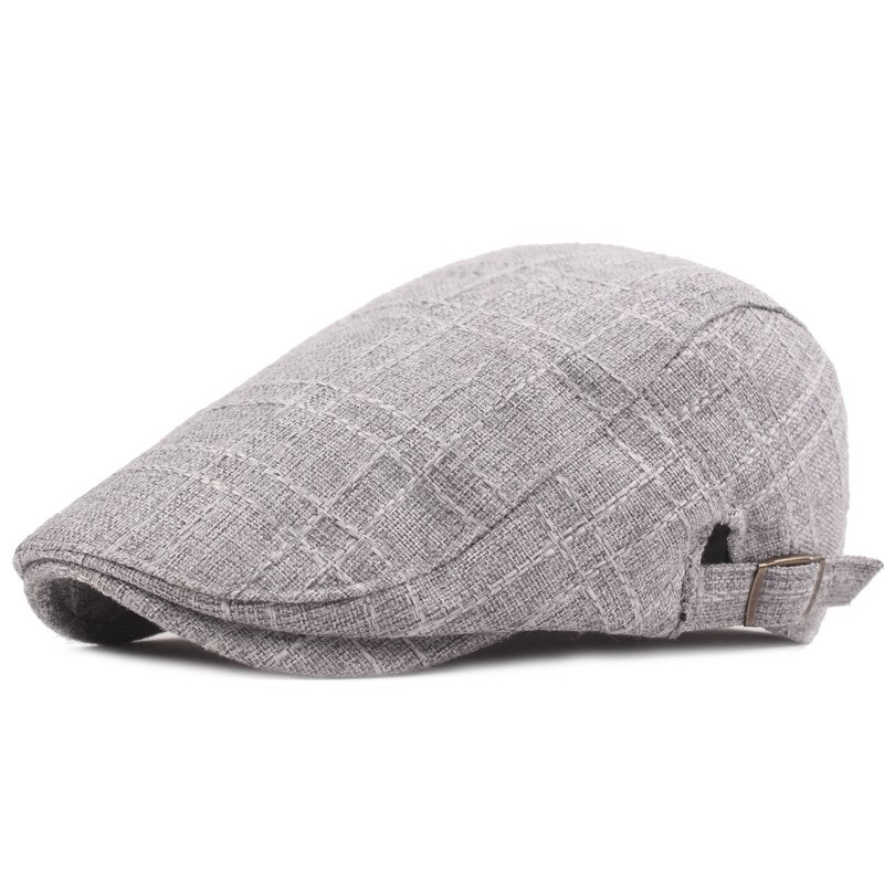 Boina Peaky Blinder para hombre y mujer, gorro plano de lino, ajustable, para verano y primavera: Gris