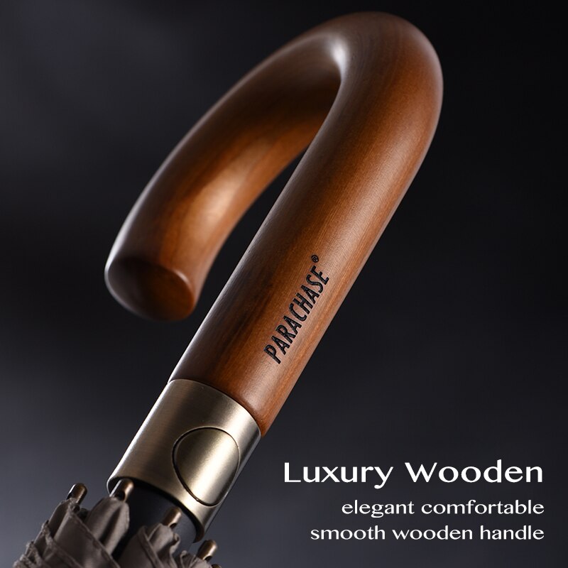 Parachase Big Umbrella Men Women Rain Double Layer Windproof 8 Ribs Wood Long Handle Umbrella Automatic Strong Guarda Chuva