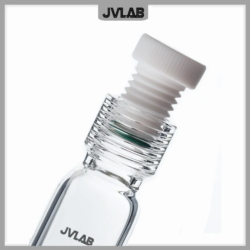 Glass Pressure Resistant Tube PTFE Plug Screw Mouth Chemical Laboratory Round Bottom Test Tube 5 10 25 50 100ml