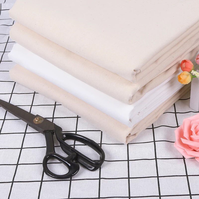 Vintage Solid Cotton Lining Fabric Plain White Cotton Fabric Texture Cotton Polyester Blend Fabric By the meter