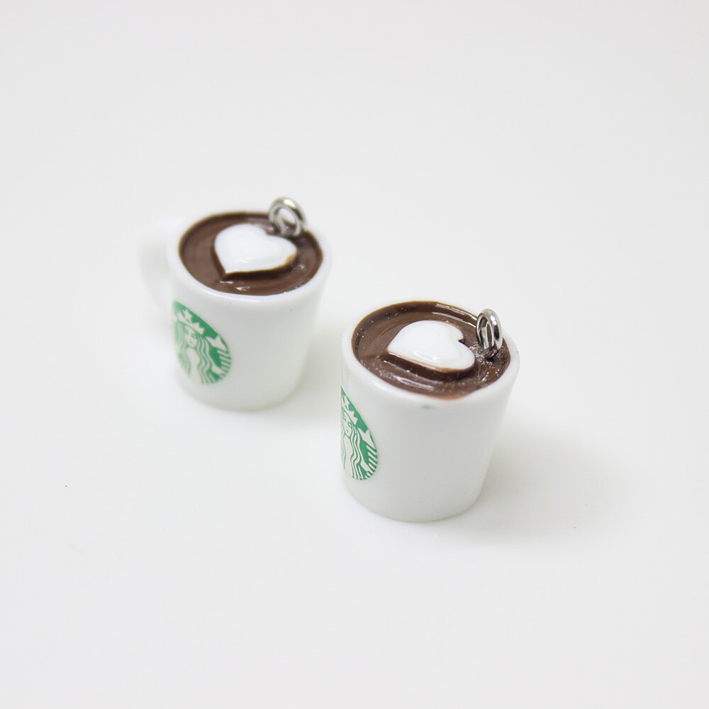 Yamily 10 stk/ harpiks mini kaffekop charme vedhæng øreringe armbånd halskæde ørering til gør-det-selv smykker tilbehør: Hjerte