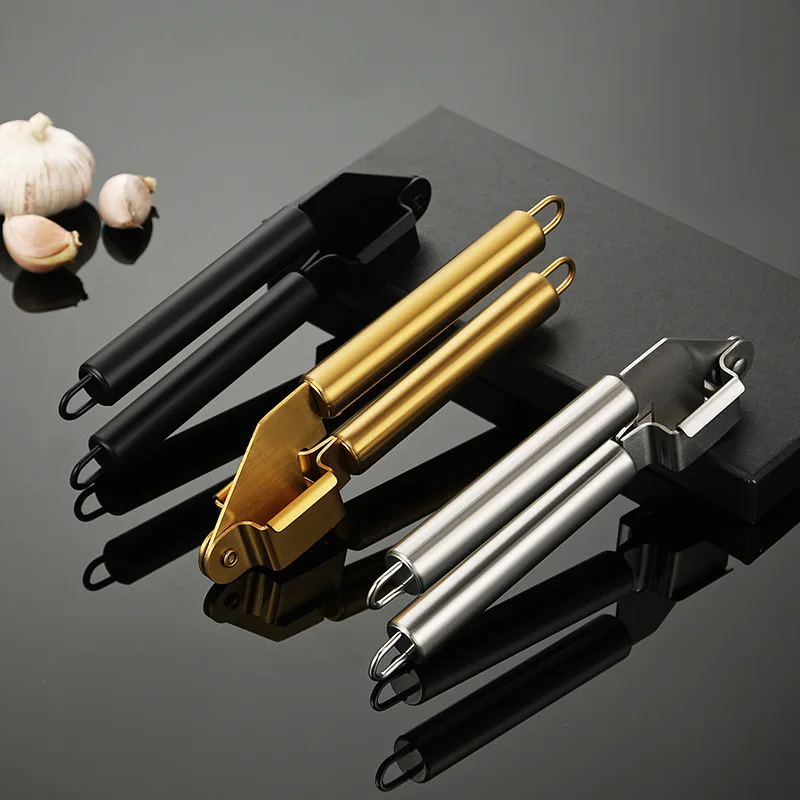 Cross-Border Gold Stainless Steel Garlic Press Multi-Functional Manual Peeler Garlic Paste Clamp Kitchen Tool For Crushing Garli
