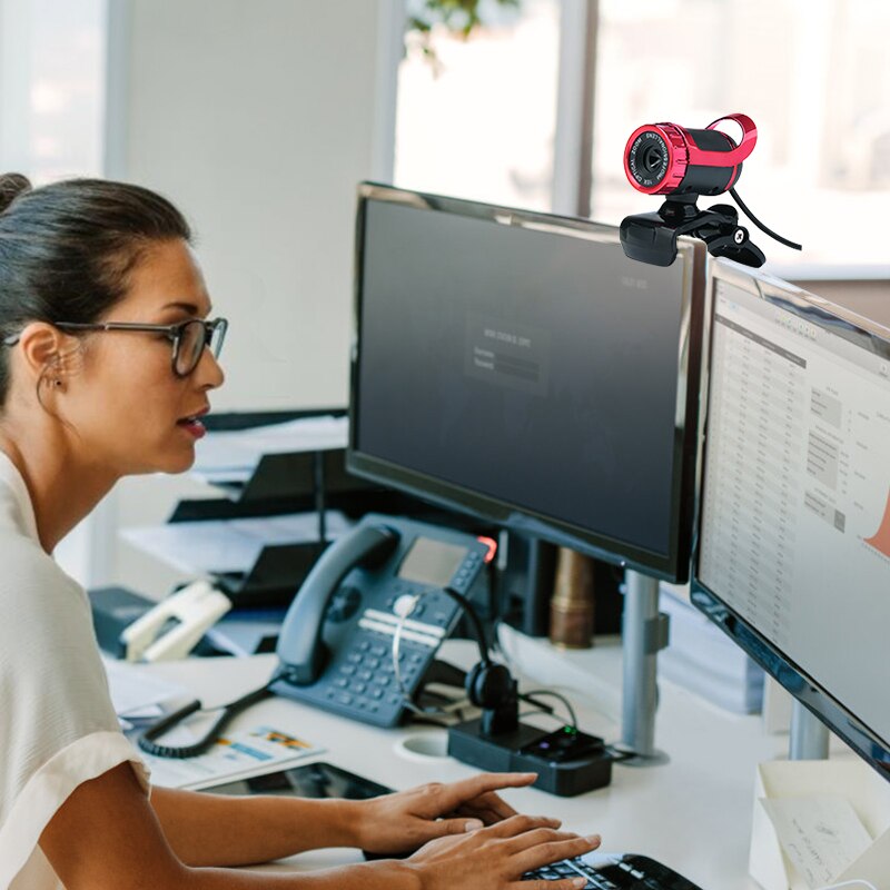 Webcam HD Camera USB Web Cam Internet Adjustable Focal Length Online Lecture Meeting Live with Mic for Laptop Computer Desktop