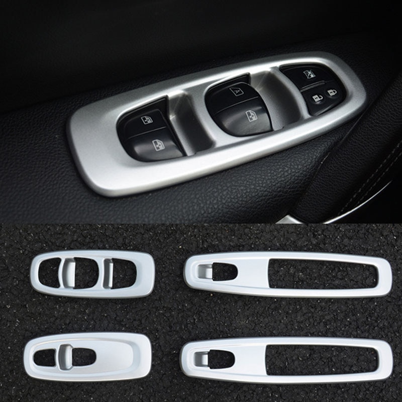 For Renault Kadjar ABS Matte Car Window Lifter Interior Decoration Cover Trim LHD styling accessories 2pcs