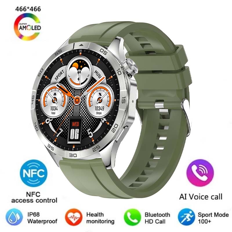 2024 nowy męnarty Smartwatch Bluetooth dzwoni 1. 43-calowy 466*466 AMOLED ekran HD bezprzewodowe ładowanie IP68 wodoodporny damski Smartwatch: zielony