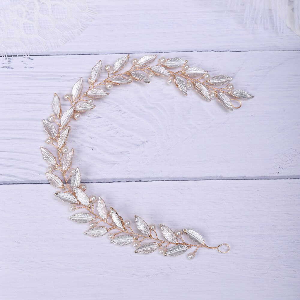 Adorno capilar nupcial de boda minimalista Vintage hojas enredadera para el cabello tocados de perlas decorativas para niñas o mujeres agraciadas