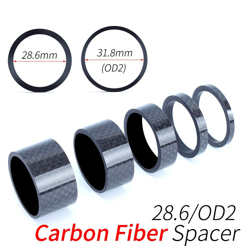 Elyon Mtb Fiets Headset Stuurpen Carbon Fiber Washer 1-1/8 &quot;28.6Mm 1-1/4&quot; 31.8Mm OD2 Stuurpen Racefiets Voorvork Aanpassing Spacer