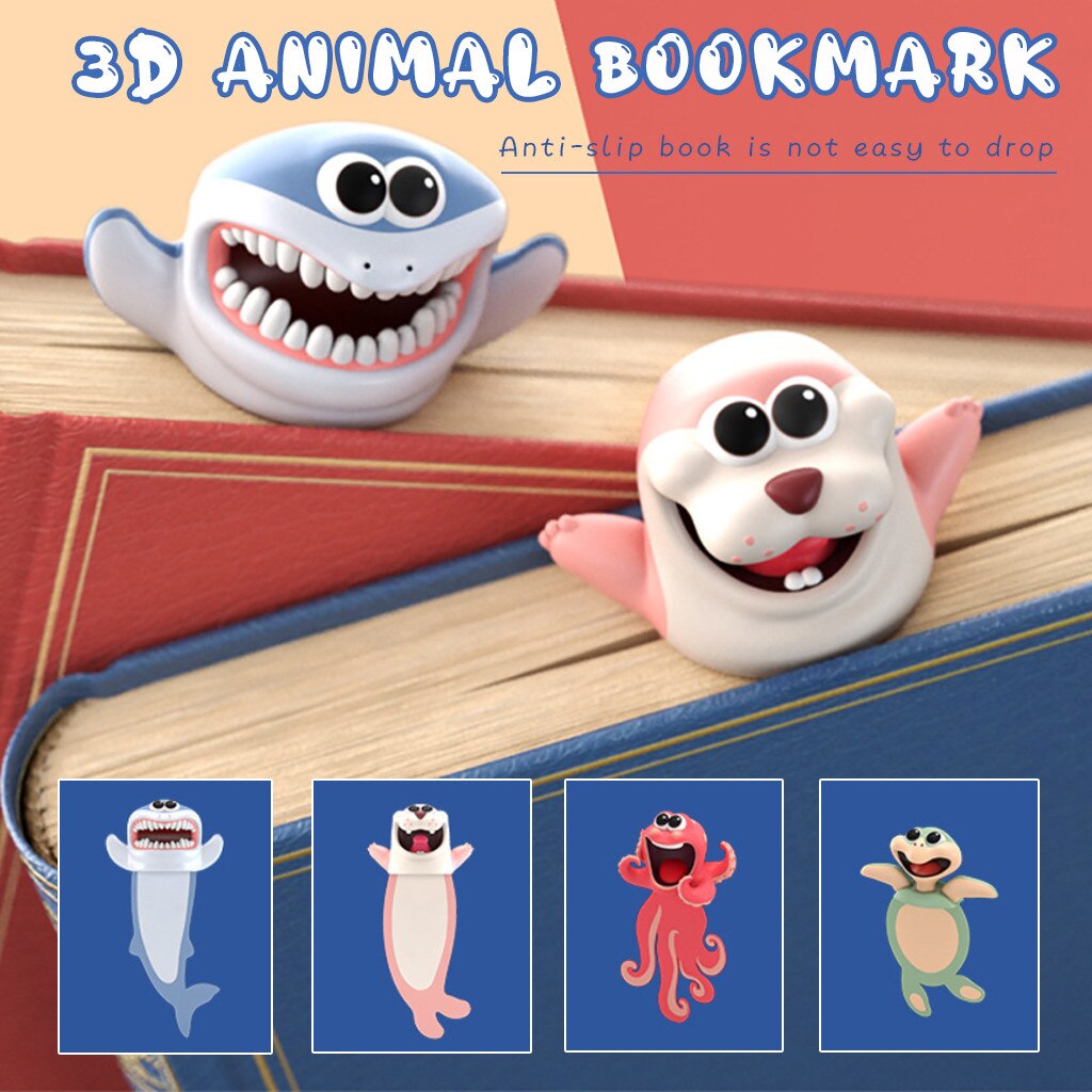 Ocean Seris Animals Squashed Shark Octopus Turtle Bookmarks Funny Diy Decoration Book Mark Page Stationery Student Supply #W2