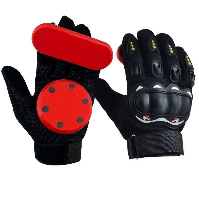 KUFUN Skateboard Handschuhe Downhill Slide Handschuhe Feuer Stein Flint Funken Longboard Handschuhe Schutz Getriebe/Pad Downhill Slide Handschuhe: 2 red spark glove