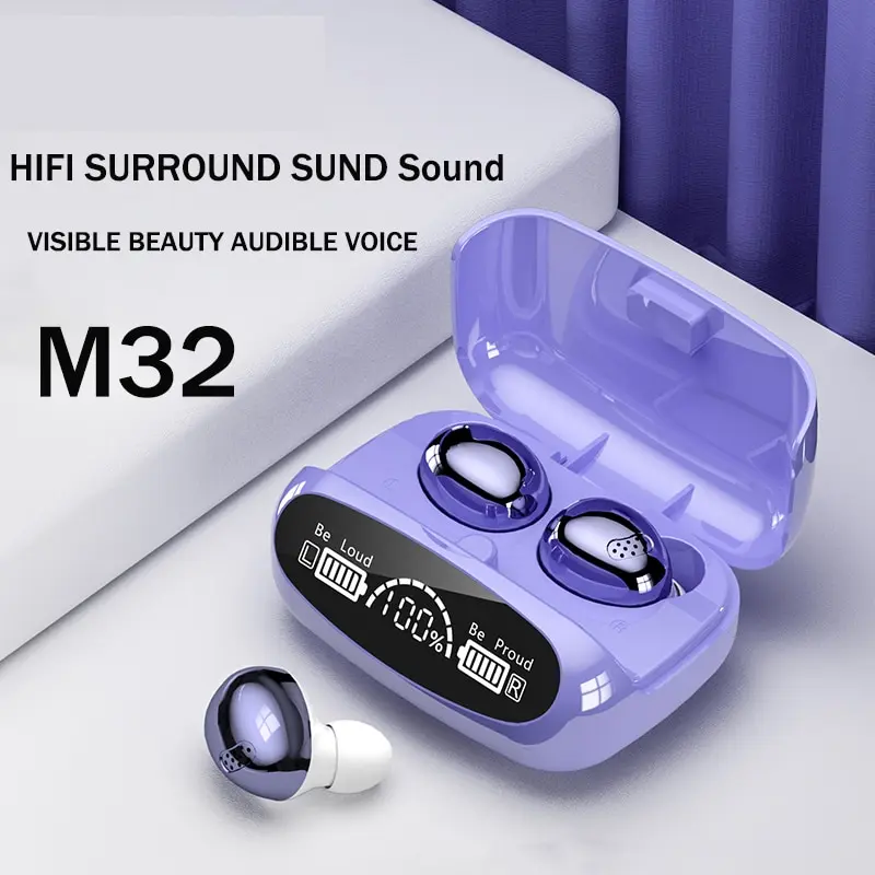 M32 Bluetooth Headphones With Large Screen Display Full Compatibility Hifi Sound And Stylish Metal Electroplating