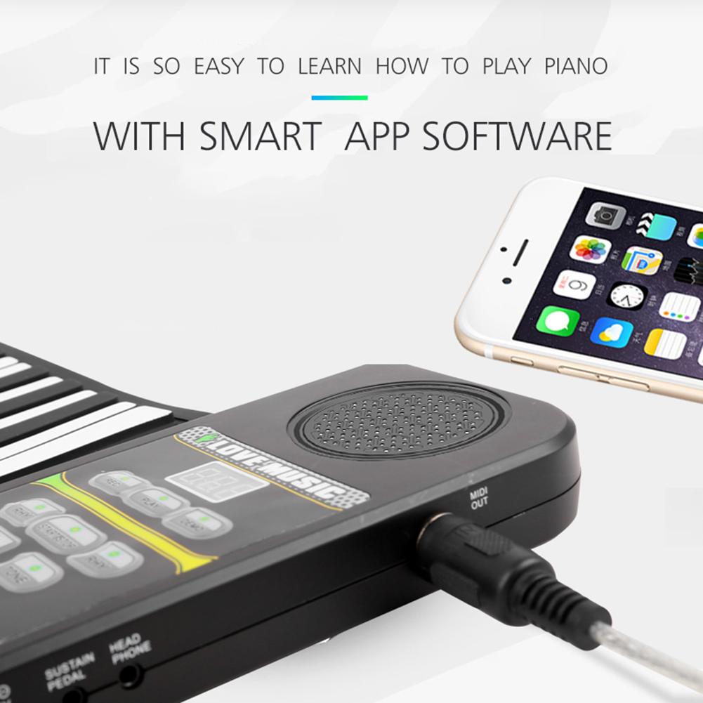 Portable 88 Keys Flexible Roll Up Piano Soft Silicone Folding Electronic Keyboard for Children Student Training Learnning