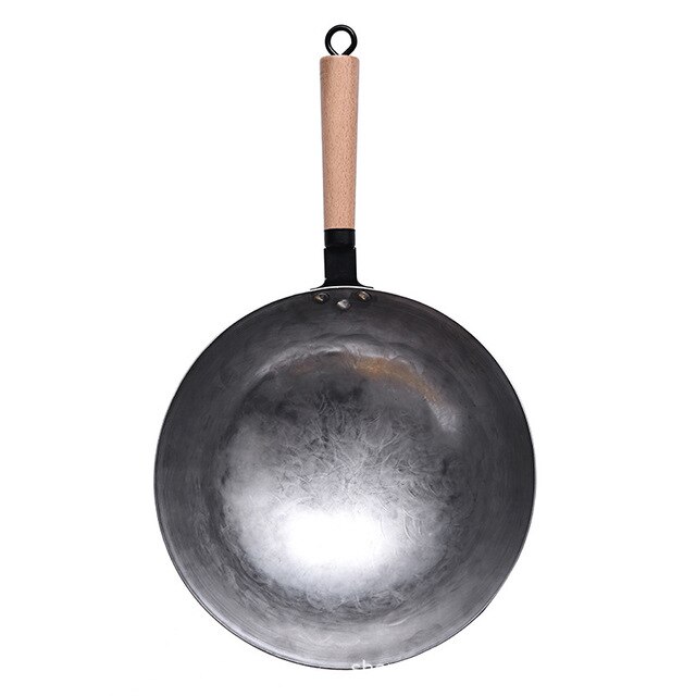 Chinese Ijzeren Wok Traditionele Handgemaakte Ijzeren Wok Non-stick Pan Non-Coating Gas Fornuis Kookgerei: 32cm