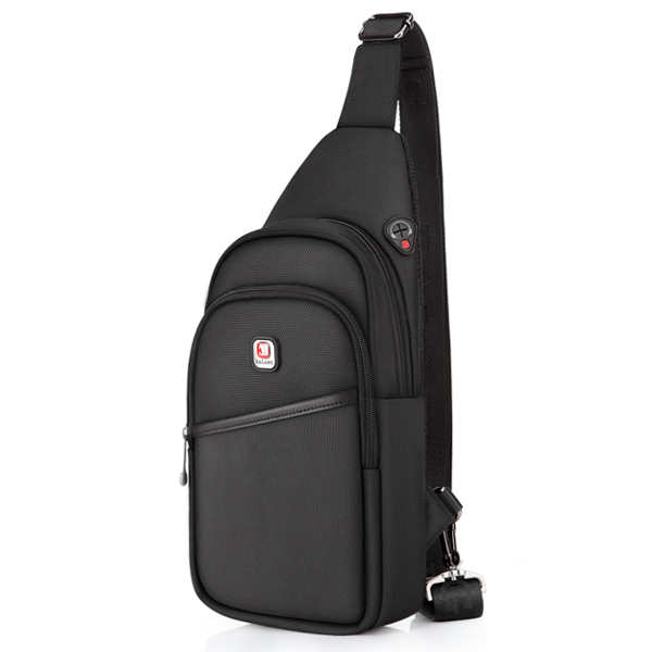 BALANG Crossbody Tassen voor Mannen Messenger Bag Borst Pak Toevallige Zak Waterdichte Nylon Schouderriem Pack: C10A-BlackLarge