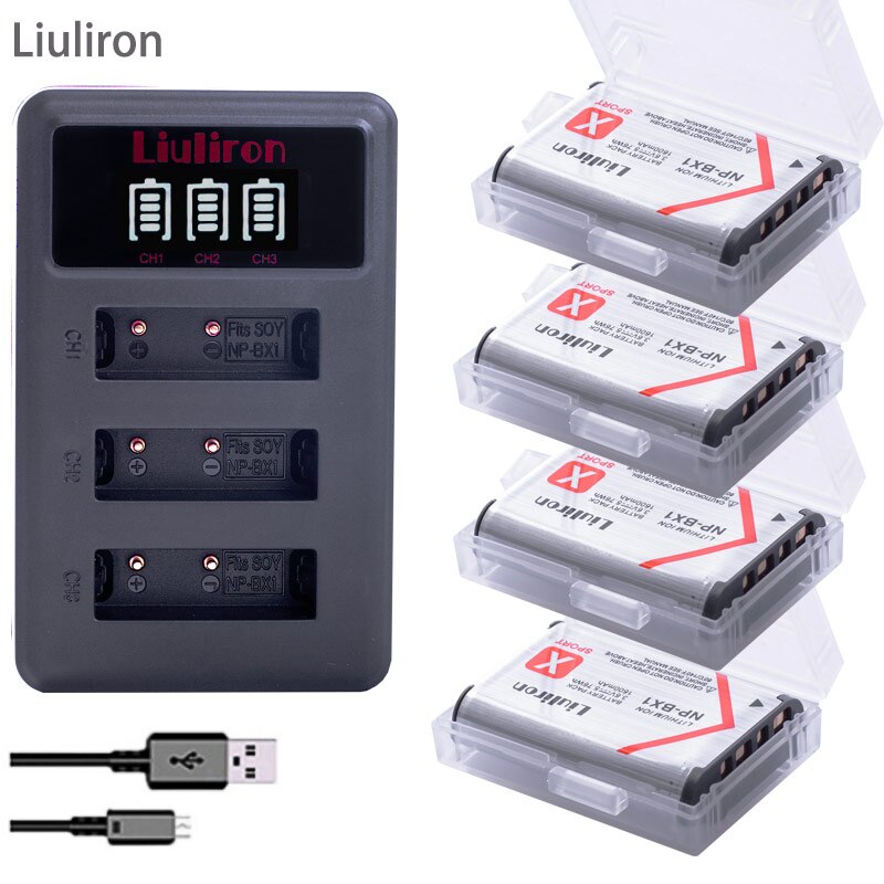 5x Bateria NP-BX1 NPBX1 np bx1 batería para Sony DSC-RX100 DSC-WX500 HX300 WX300 HDR AS100v AS200V AS15 AS30V AS300 M3 M2 HX60: charger and 4battery