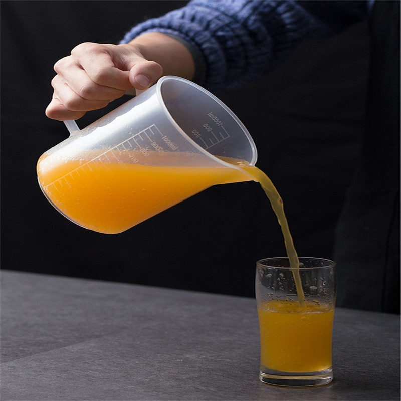 Taza medidora de plástico transparente de 100/300/600/1000ml, recipiente dosificador para laboratorio, herramienta de medición para cocinar y hornear