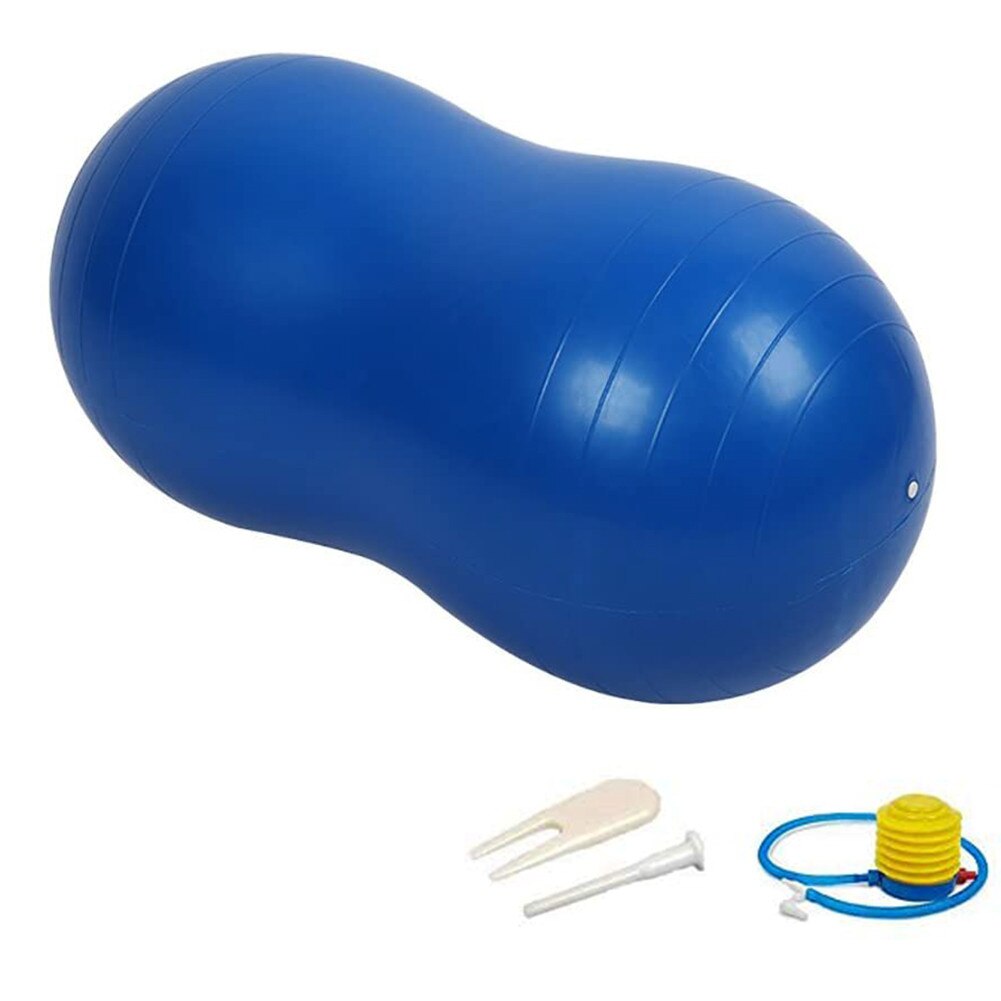 Peanut Ball Inflatable Peanut Exercise Ball Blow Up Thickened Peanut Balance Ball with Manual Pump for Yoga Fitness Physical: Blue