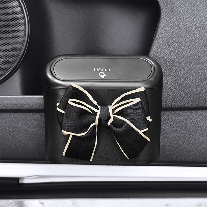Leuke Strik Auto Prullenbak Opknoping Voertuig Vuilnis Stofhoes Opbergdoos Drukken Type Prullenbak Auto Interieur Accessoires: Bruin