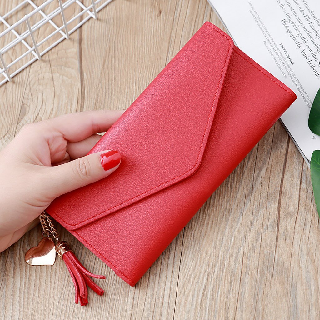 Women Wallets Long Style Multi-functional Wallet Purse Fresh Pu Leather Female Clutch Card Holder Mujer Handbag #YJ: Red