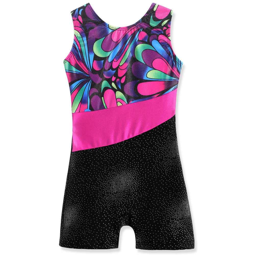 Girls Kids Gymnastics Leotards Biketards Sleeveless Gradient Dance Wear Pleaywear Activewear Tumblewear Athletic Leotards: Hotpink / 120