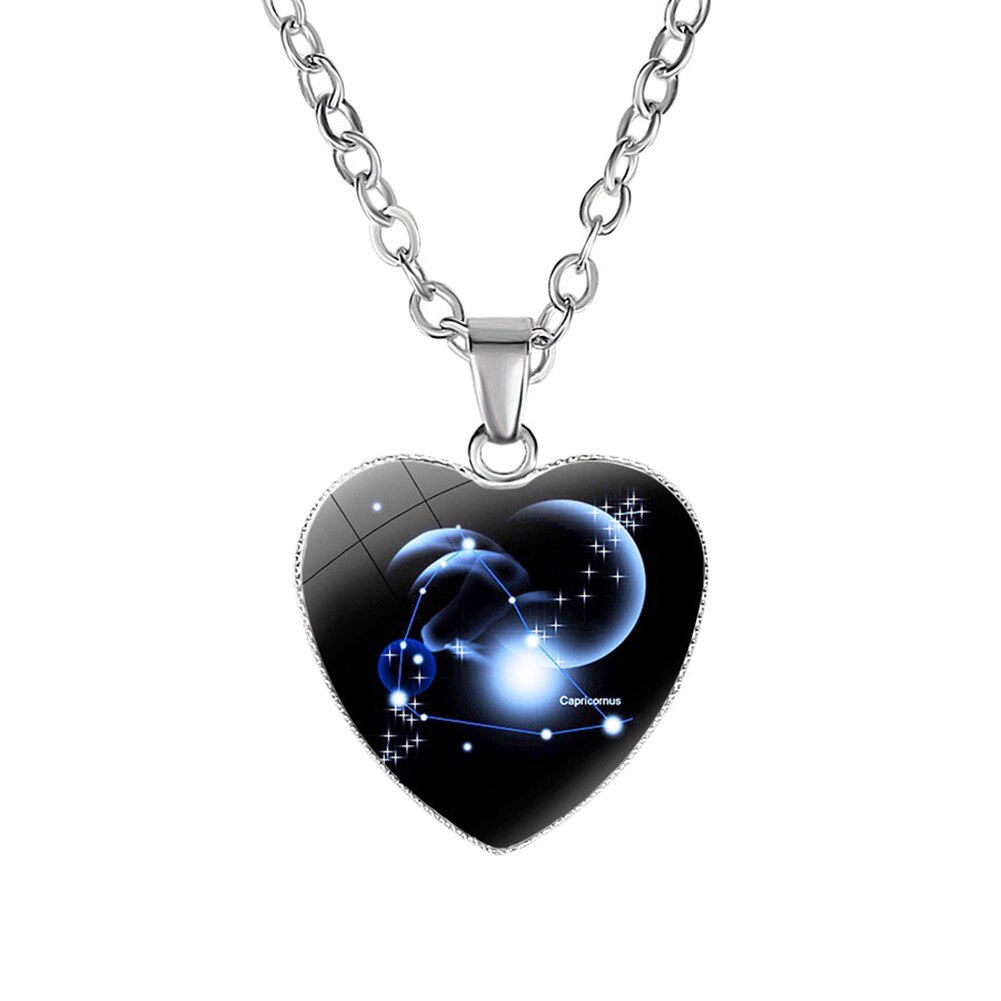 Enfants fille collier avec pendentif en forme de coeur astrologique zodiaque signe zodiaque cristal verre Multi graphiques: 7C