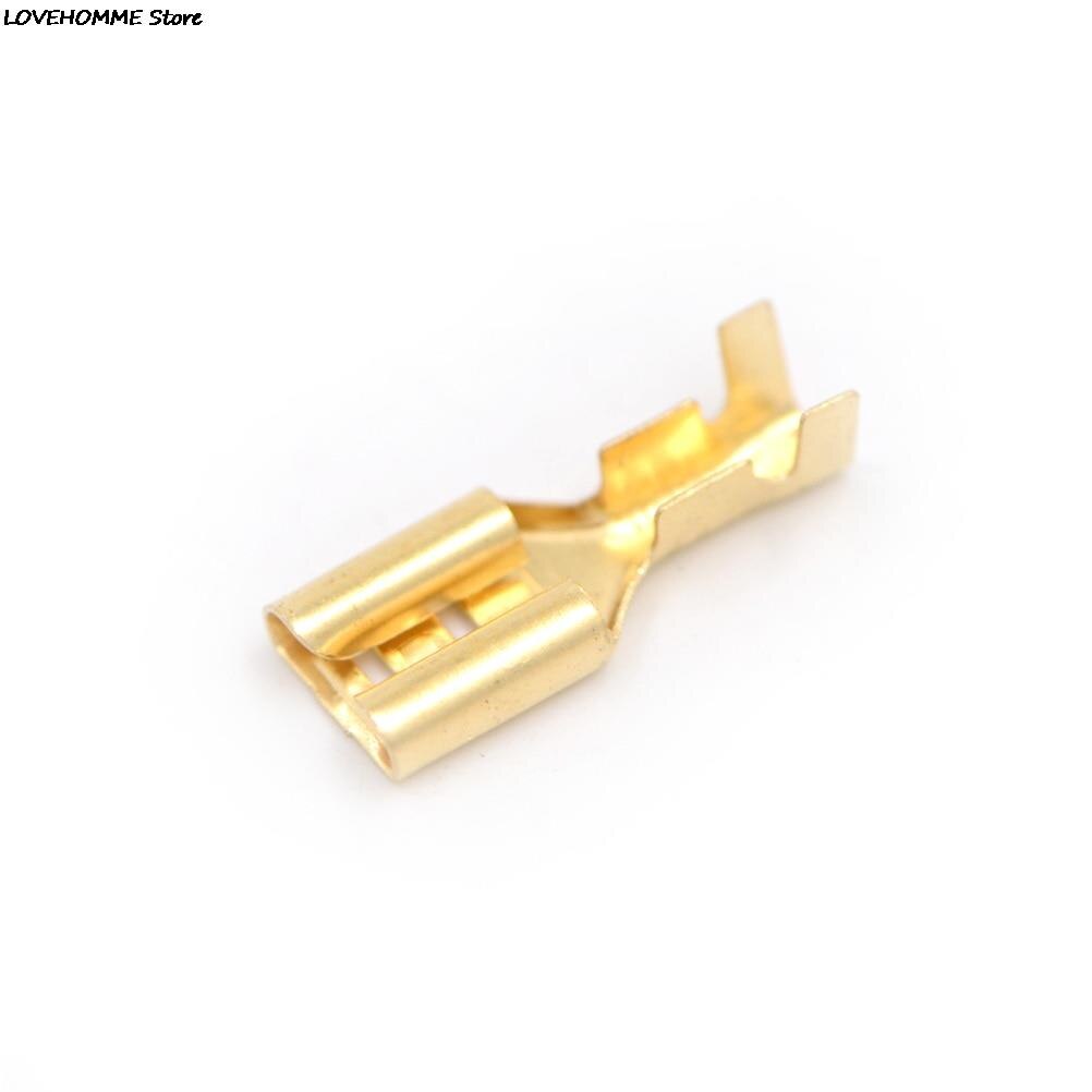 100Pcs/lot 4.8mm/6.3mm Female Crimp Terminal Connector Gold Brass Car Speaker Electric Wire Connectors Set
