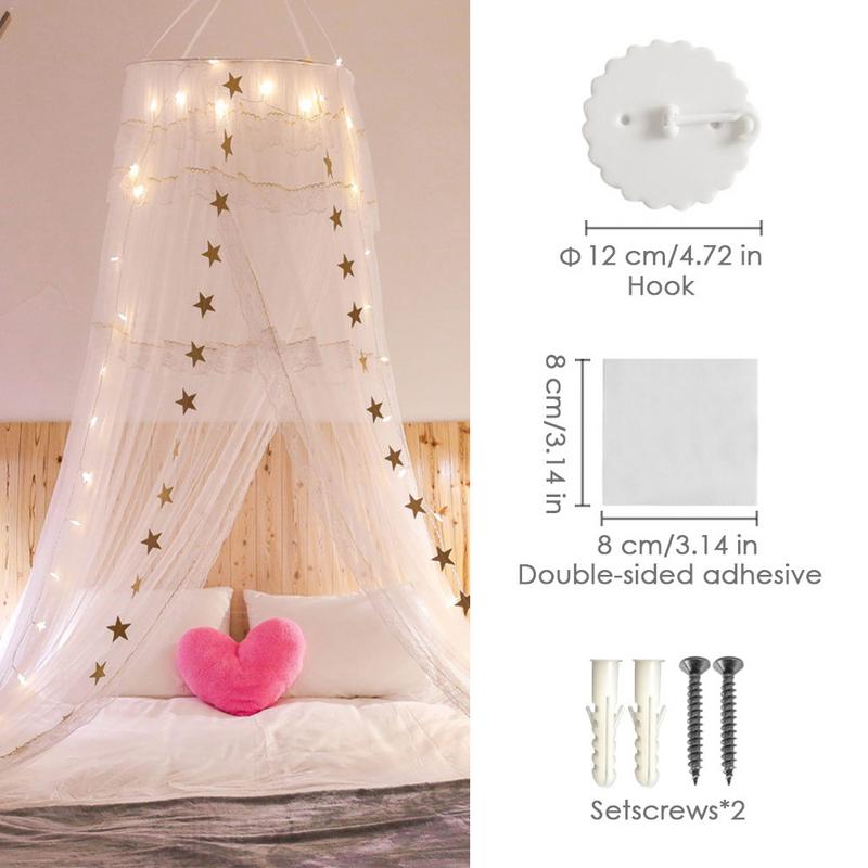 Bedluifel klamboe met sterrenverlichting, prinses speelluifel voor meisjeskamer - koepelnetgordijnen voor baby spel droomkasteel, decoratie meisjes kamer decoratie (roze
