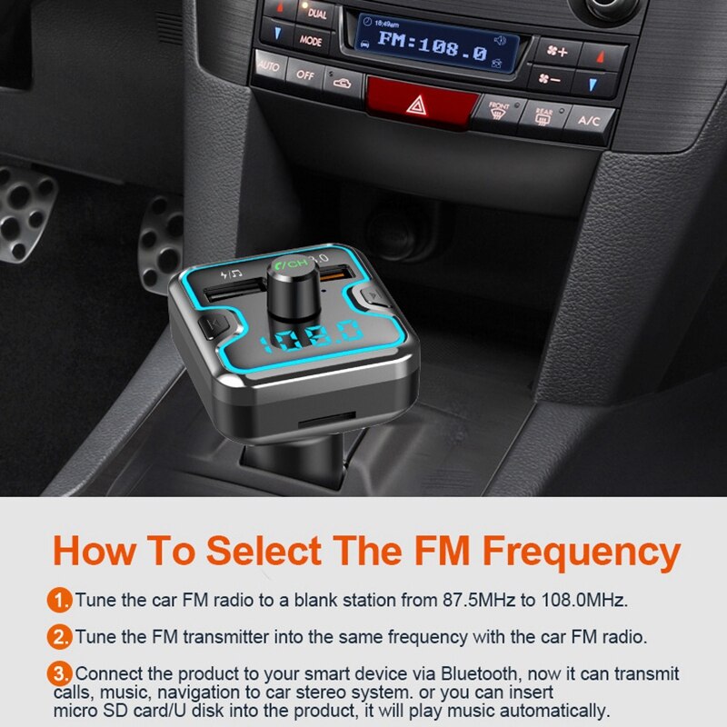 Bluetooth-auton langaton sovitin fm-lähetin  mp3 radio-musiikkisoitin autosarja 2 usb-laturi handsfree-puheluilla