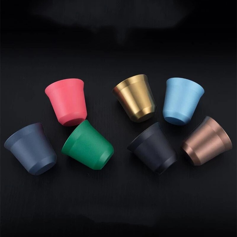 304 Double-layer Coffee Cup Mug Stainless Steel Wine Beer Cups Insulation Anti-scalding Drinking Table Coffee Tea Cup 80ML