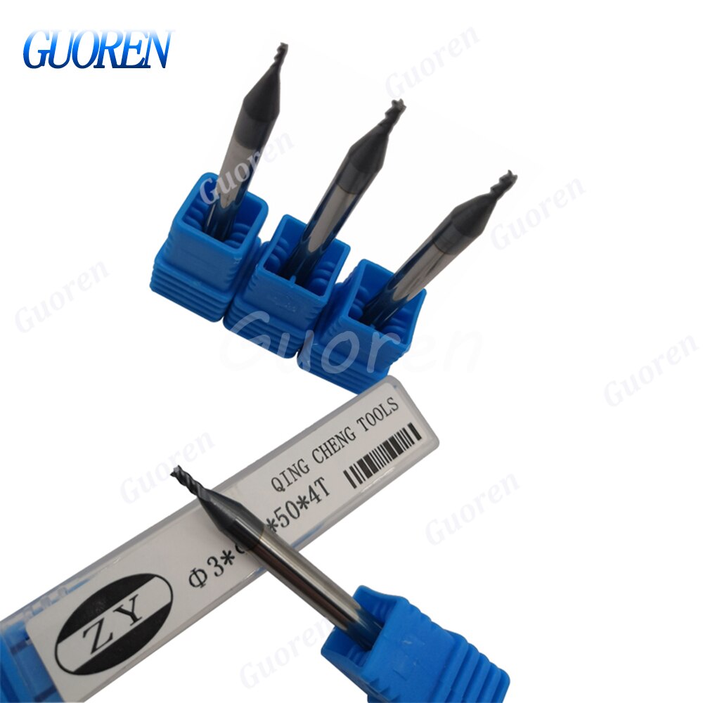 1pcs HRC45 carbide 4 Flute end mill 1mm 1.5mm 2mm 2.5mm 3mm 4mm Alloy endmills cutter Tungsten Steel Milling Cutter