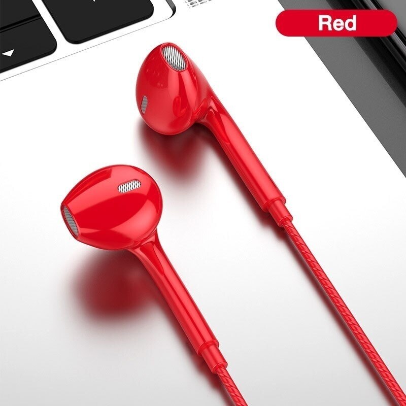 Bass Stereo Mobile Trasduttore Auricolare Metallico 3.5 In-ear Sport Auricolari con Microfono Auricolare a Filo Del Telefono Auricolare Musica Corsa E Jogging Auricolari: red