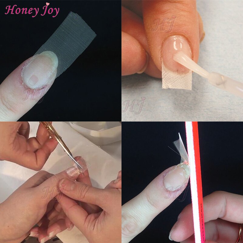 Glasfiber nagelskydd starkt nagelskydd för uv gel akryl naglar självhäftande glasfiber &amp; silke wrap nail art verktyg förstärka