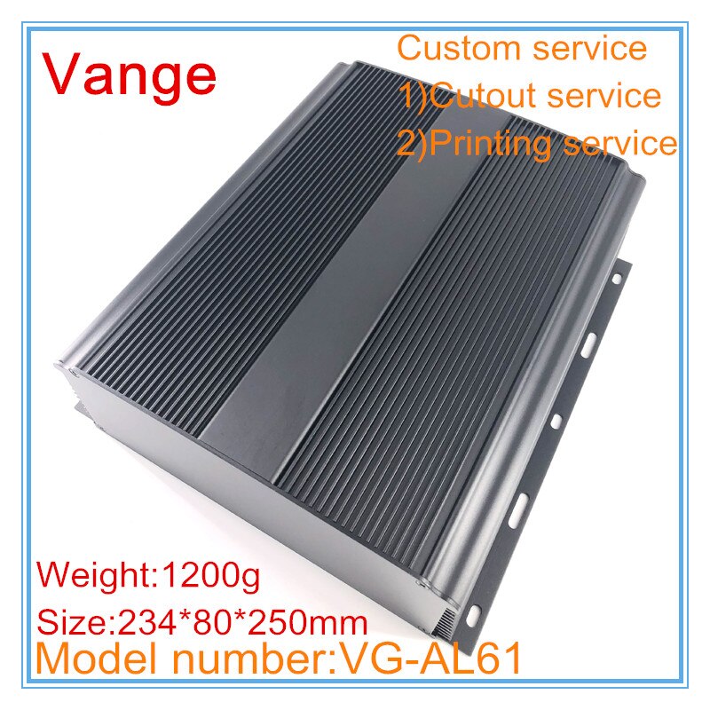 1 stks/partij geëxtrudeerd aluminium dozen chassis 6063-T5 aluminium diy behuizing case 234*80*250mm voor elektronische project