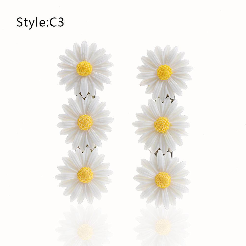 Mini pince à cheveux en forme de marguerite pour filles, 2 pièces, breloques, anneau élastique en forme de fleur, épingles à cheveux, queue de cheval, support pour enfants, accessoires de style: 2Pcs C3