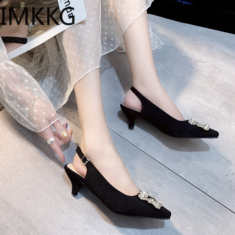 Luksus kvinder bryllup sko høje hæle rhinestone pu kvinde pumps spidse tå fest sko tynde hæle forår efterår