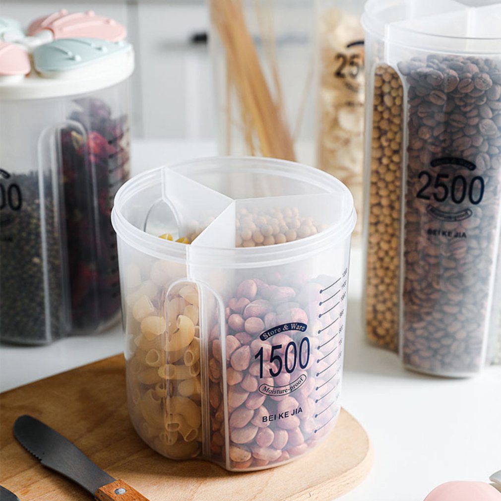 Kitchen Cereal Storage Box With Sealed Cereal Bucket Plastic Container Food Storage Jar Household Accessories