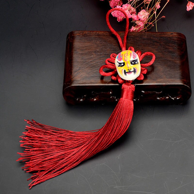 2 stuks facebook chinese knopen kwastjes diy sieraden gordijn kleding decoratieve accessoires autosleutels tas hanger knutsel kwastjes: Bordeauxrood