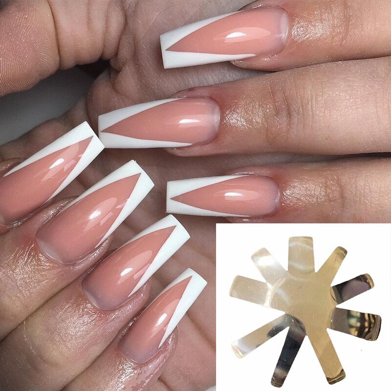 French Smile Nails Cutter Deep Oval Almond Shape Tips C Curve Acrylic Manicure Nail Art Template Tools: V french