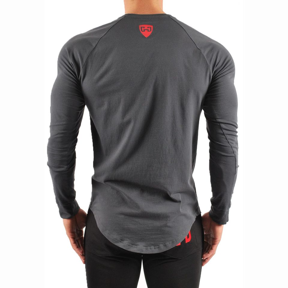 Camiseta de gimnasio para hombre, camisa de manga larga para entrenamiento de culturismo, informal, de algodón suave, ropa interior deportiva