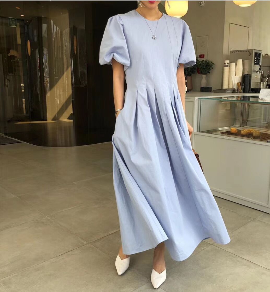 Elegant A-line Deep V-neck Long Puff Sleeve Backless Ankle Length Prom Dress main image 0