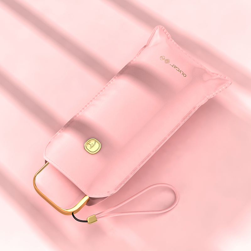 Xiaomi-paraguas plano y automático para mujer, sombrilla ultraligera de viaje, portátil, Anti UV, plegable, 6 varillas: Pink B