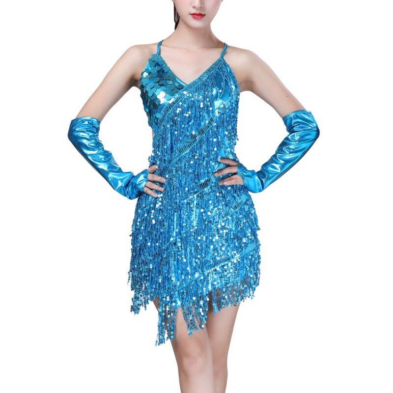 Performance Women Dance Clothes Salsa Costume 3pcs Set Straps Ballroom Competition Latin Sequin Dresses for Girls