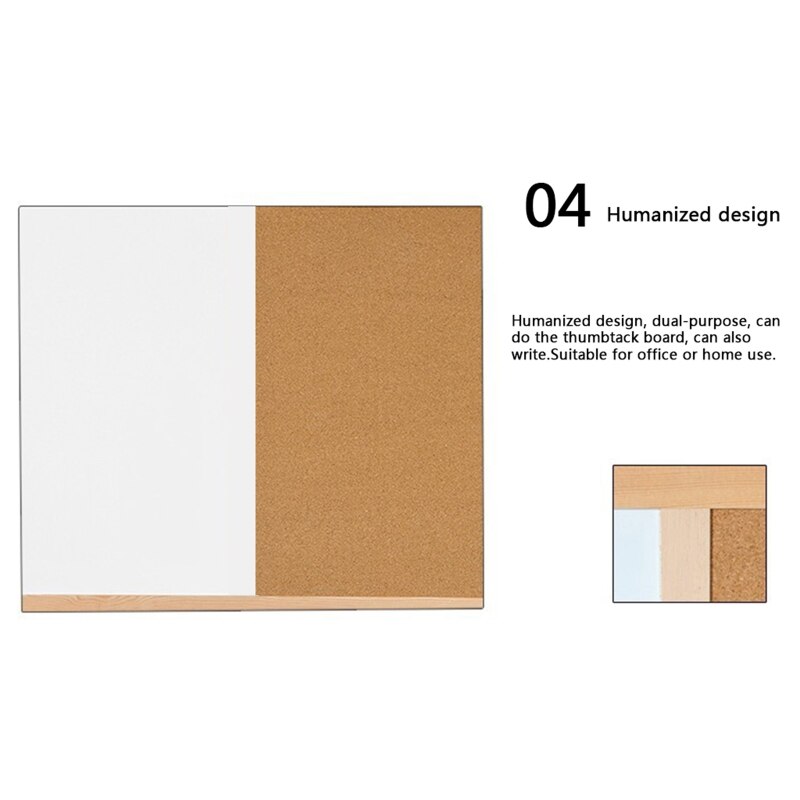 Message Cork Board Wood Frame Whiteboard Drawing Boards Combination Bulletin Magnetic Marker Board