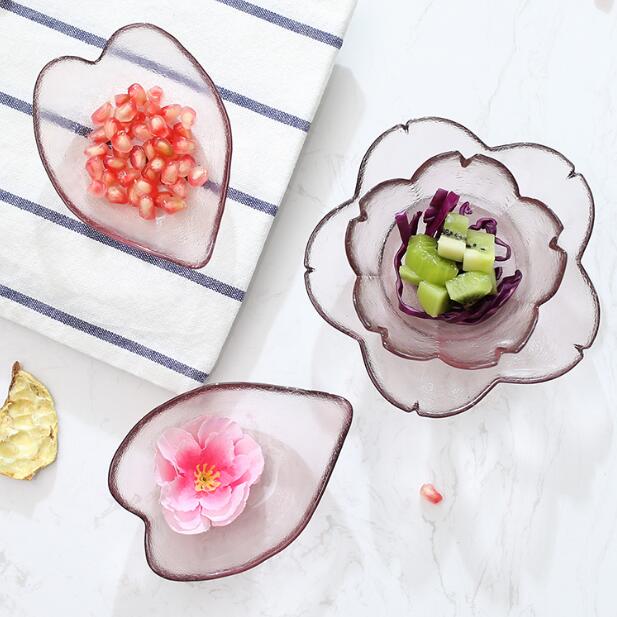 Platos bonitos pequeños de cristal de cereza, Boles pequeños para frutas, ensaladas, plato de postre, vajilla, plato de salsa, productos de Decoración de cocina, 1217