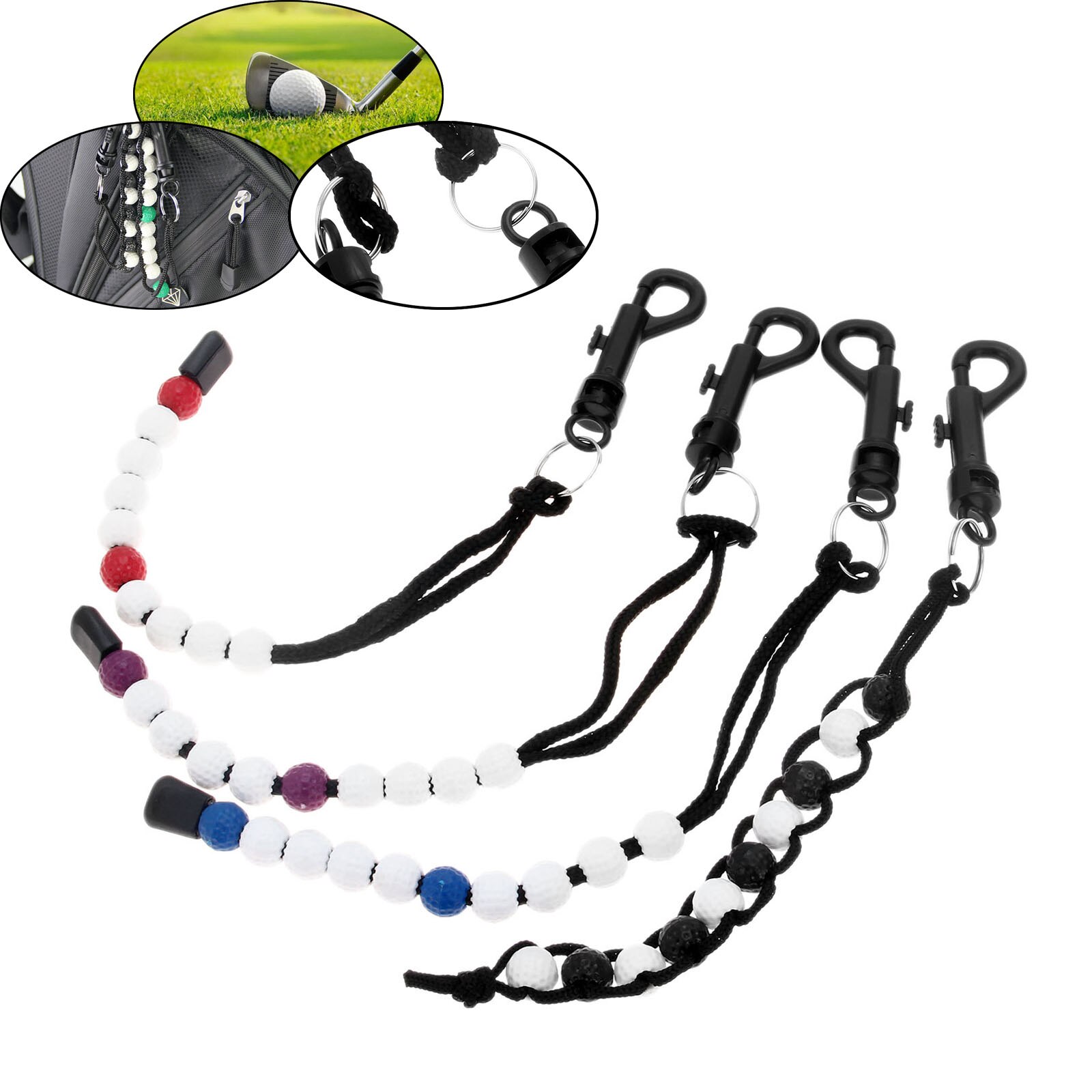 golf plastikowe koraliki nylonowe warkocze licznik uderzeń liczba punktów szkolenie strzelec z trwałym klipsem 1 Pc piłki golfowe koraliki licznik skoku