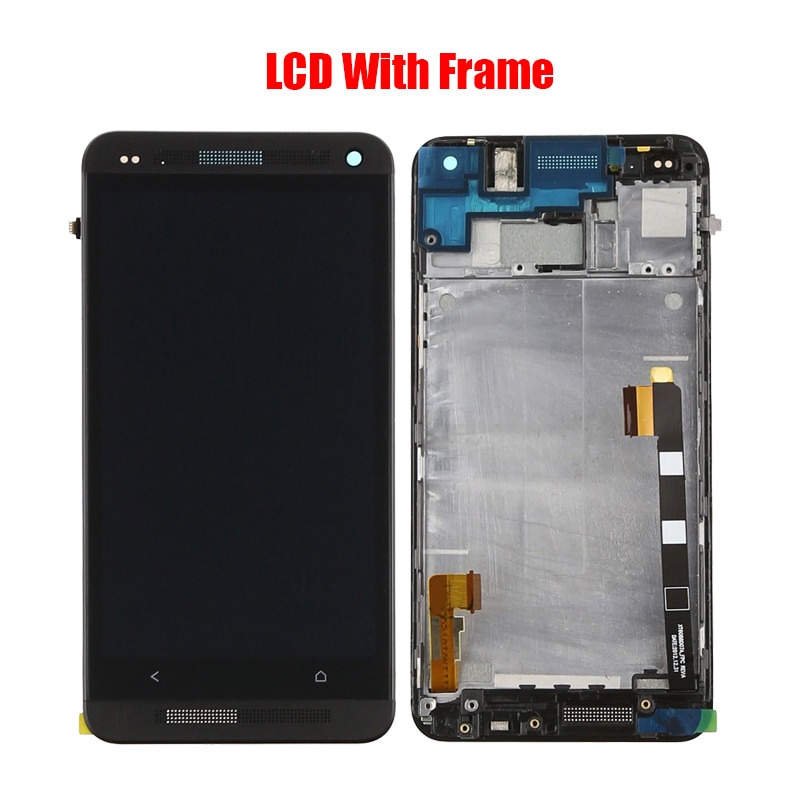 Pour HTC One M7 assemblage d'écran LCD avec verre tactile du boîtier avant, 801e One M7 écran LCD original noir rouge or bleu argent