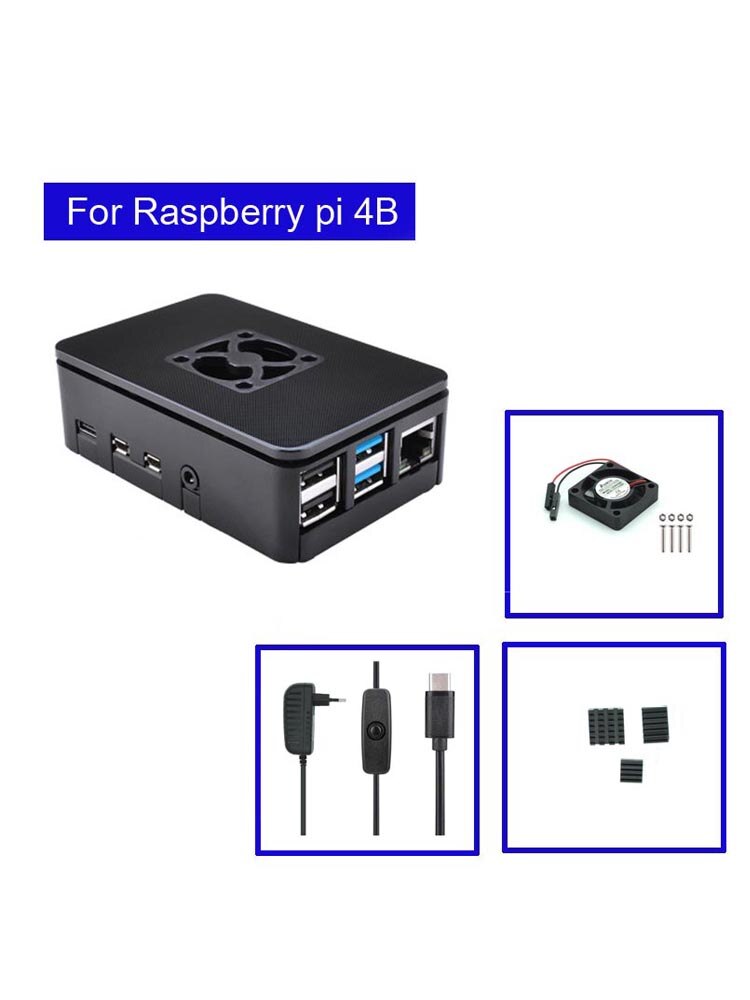 Raspberry Pi 4 Model B ABS Case with Fan + Heatsink +32GB SD Card+ 5V 3A power+HDMI for Raspberry Pi 4B: Yellow
