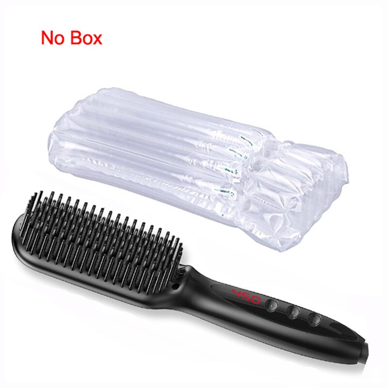 Hair & Beard Straightener Brush Electric Straightener Brush Fast Heating Brush Ionic Hair Straightening Comb: black no box / EU