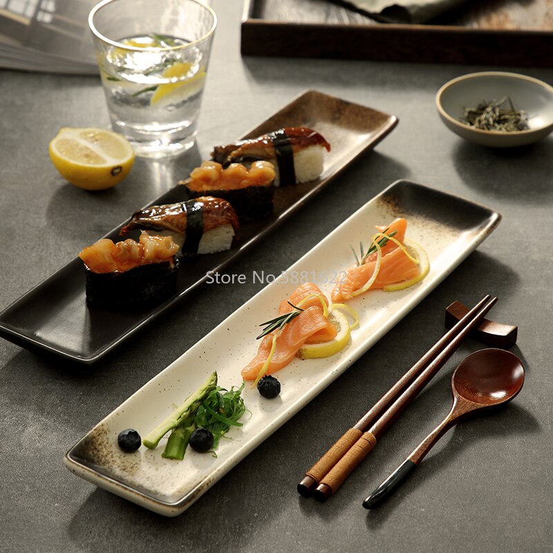 Japanse Stijl Sashimi Sushi Plaat Ronde Moleculaire Keuken Droogijs Dienblad Keramische Plaat Servies voor Restaurant Hotel Thuis 12inch ?14inch (Kleur: Wit, Maat: L