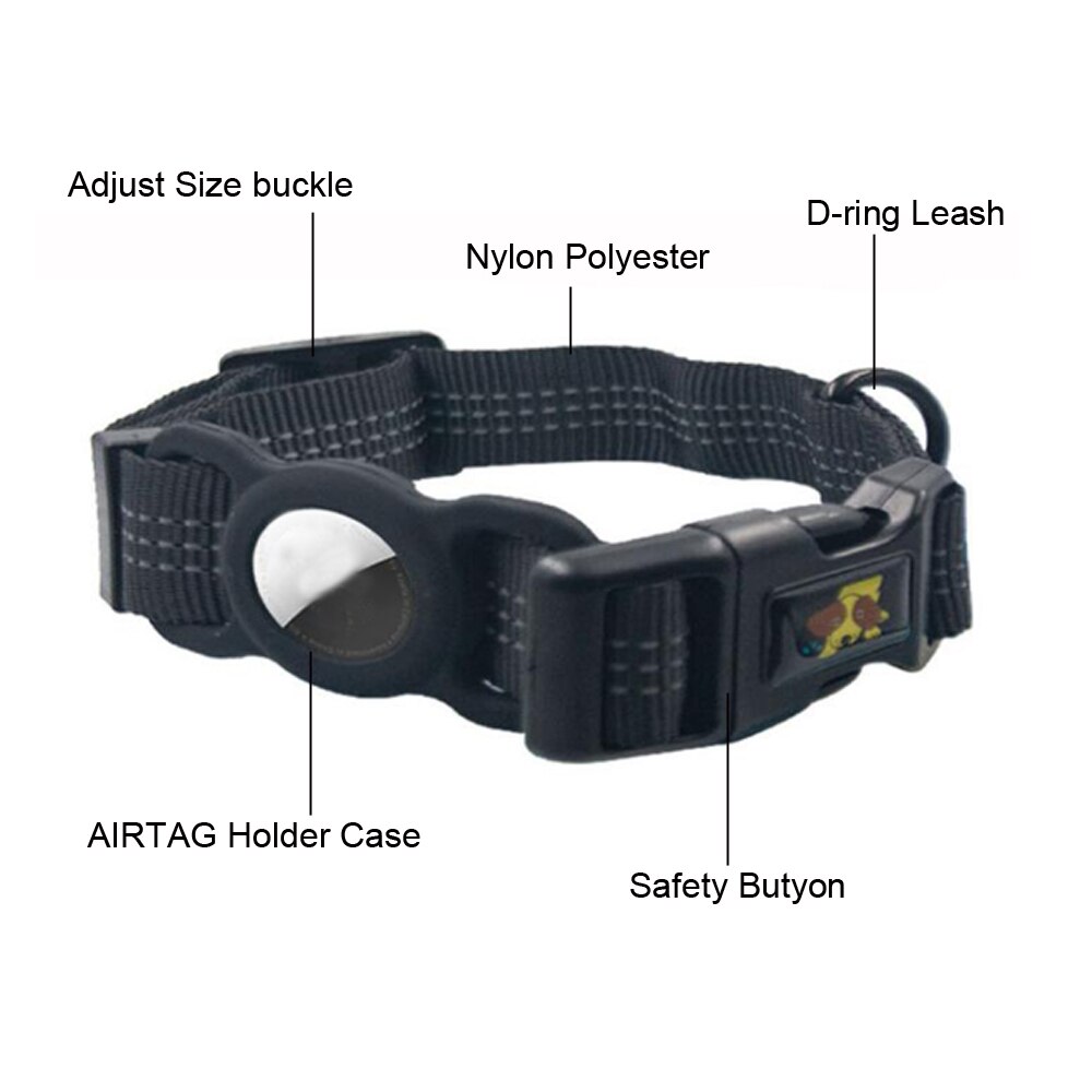 Airtag Dog Collar Heavy Duty Dog Collar With Airtag Holder Case Adjustable Padded Air Tag Pet Collar For Medium Large Dogs