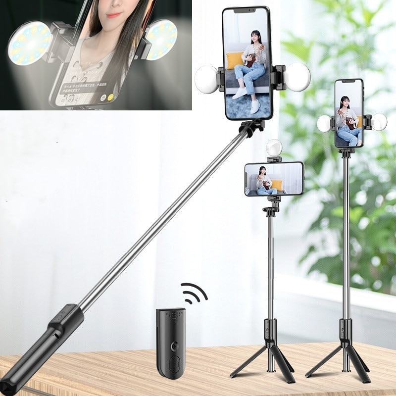 Tongdaytech Draagbare Bluetooth Telefoon Selfie Stok Metring Vullen Licht Foto Opvouwbaar Statief Voor Iphone Xiaomi Video Live Studio